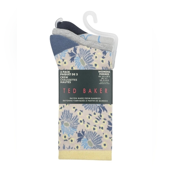 Ted Baker Women's Non Terry 3 Pack Pattern Crew Dress Socks - Picture 2 of 7